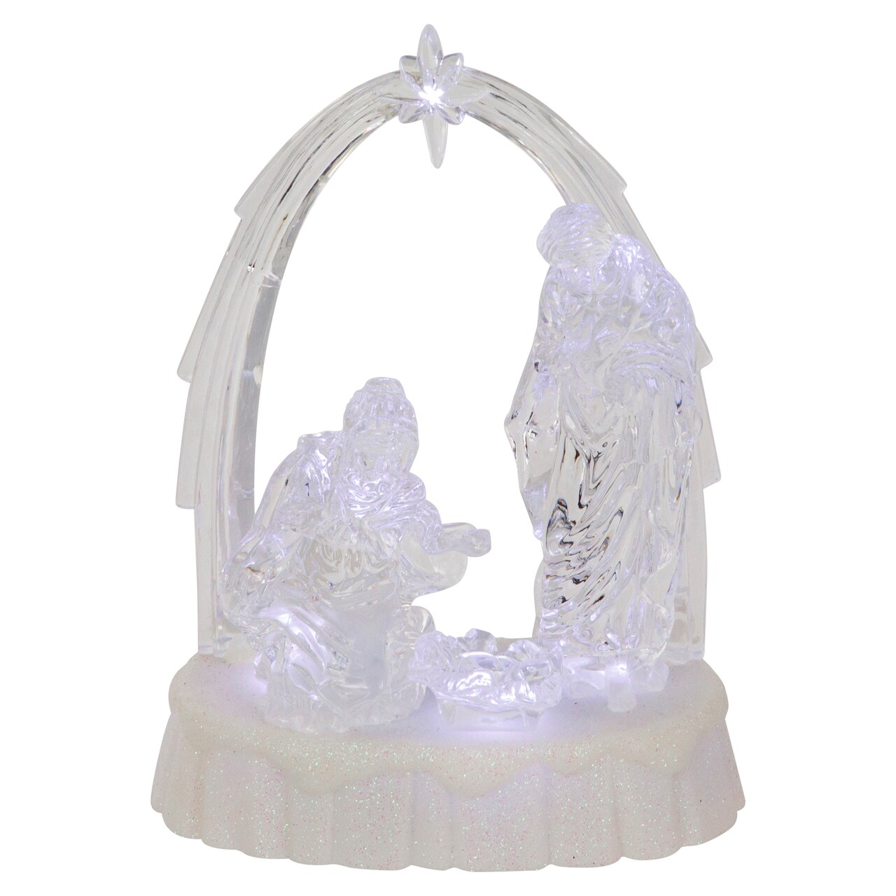 Northlight LED Lighted Musical Icy Crystal Nativity Scene Christmas Decoration - 7"